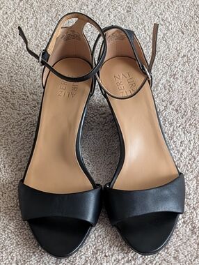 Naturalizer Vera-Wedge Black Dress Wedge Sandals. 10W New Without Box.